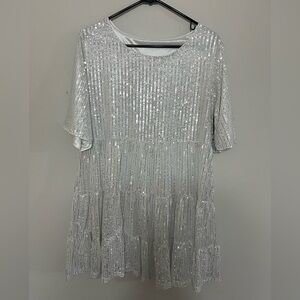Sparkling Silver Sequin Dress